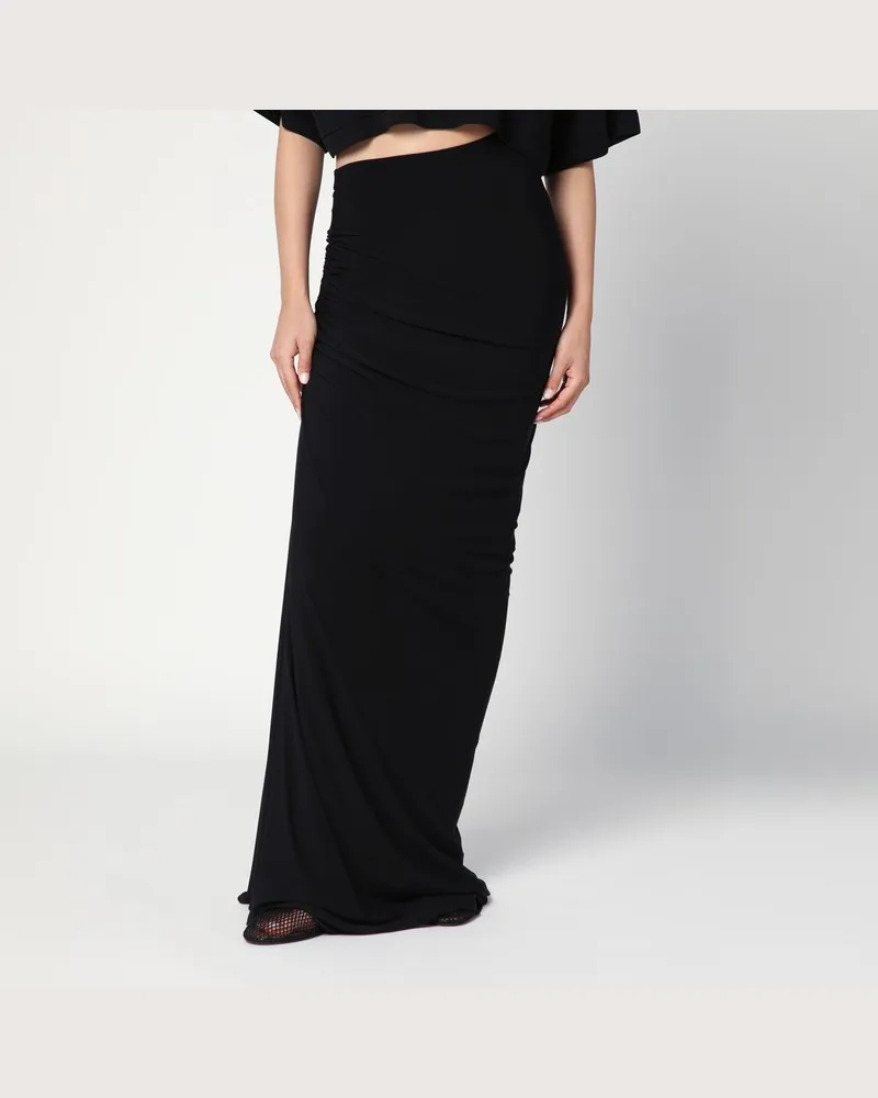 Alaïa Langer drapierter schwarzer Rock aus Jersey Schwarz