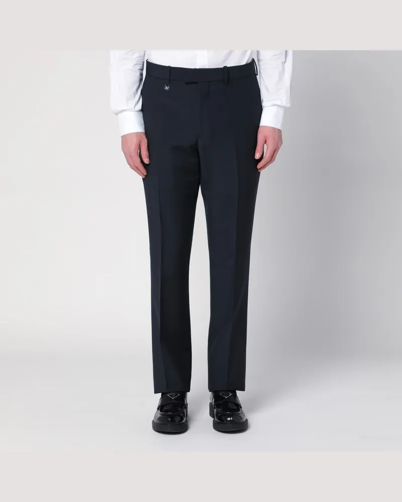 Burberry Marineblaue klassische Hose aus Wollgemisch Blau
