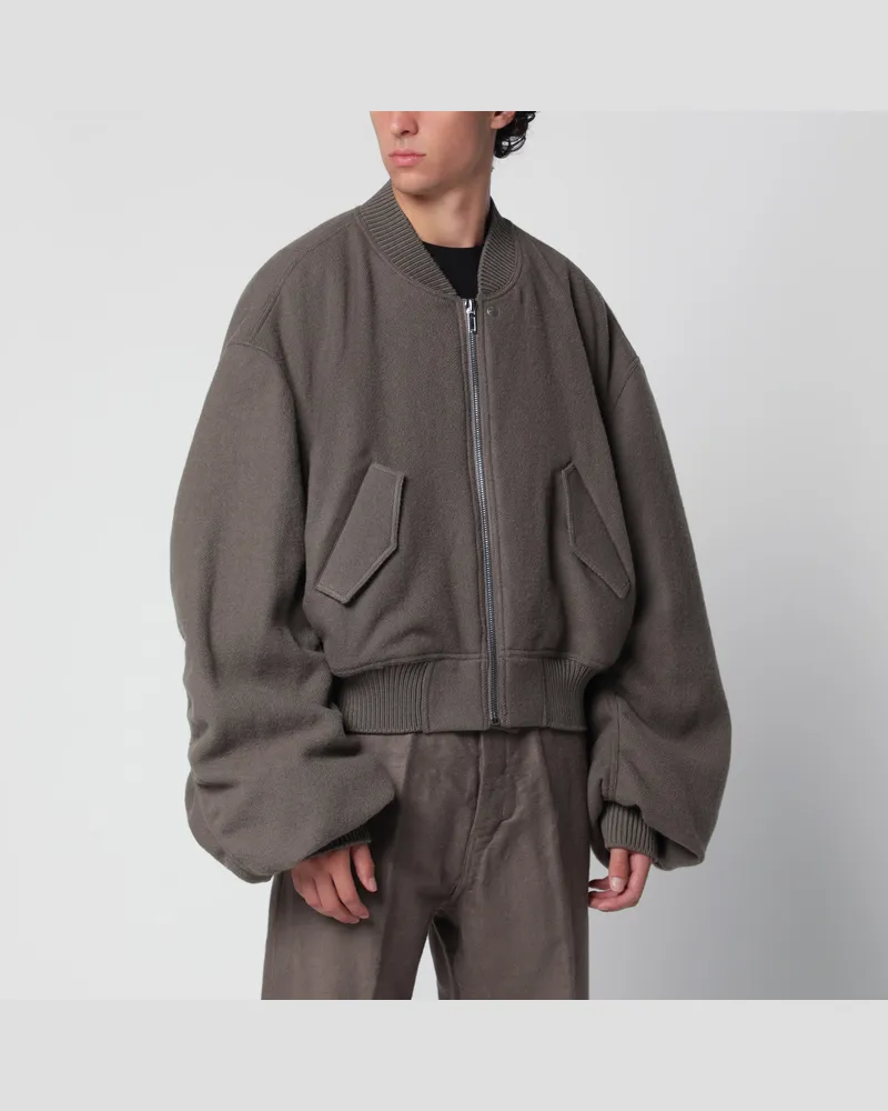 Rick Owens Taupefarbene Tower Secchia Flight Jacke aus Wolle Grey