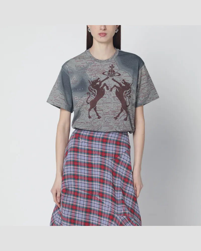 Vivienne Westwood Graumeliertes T-Shirt mit Logo-Print Grey