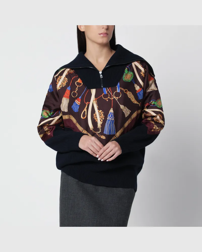 Etro Pullover mit Reißverschluss aus Wolle und Kaschmir Multicolor