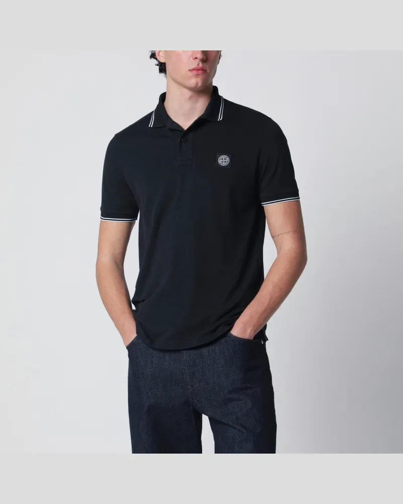 Stone Island Blaues Poloshirt mit Compass-Patch Blue