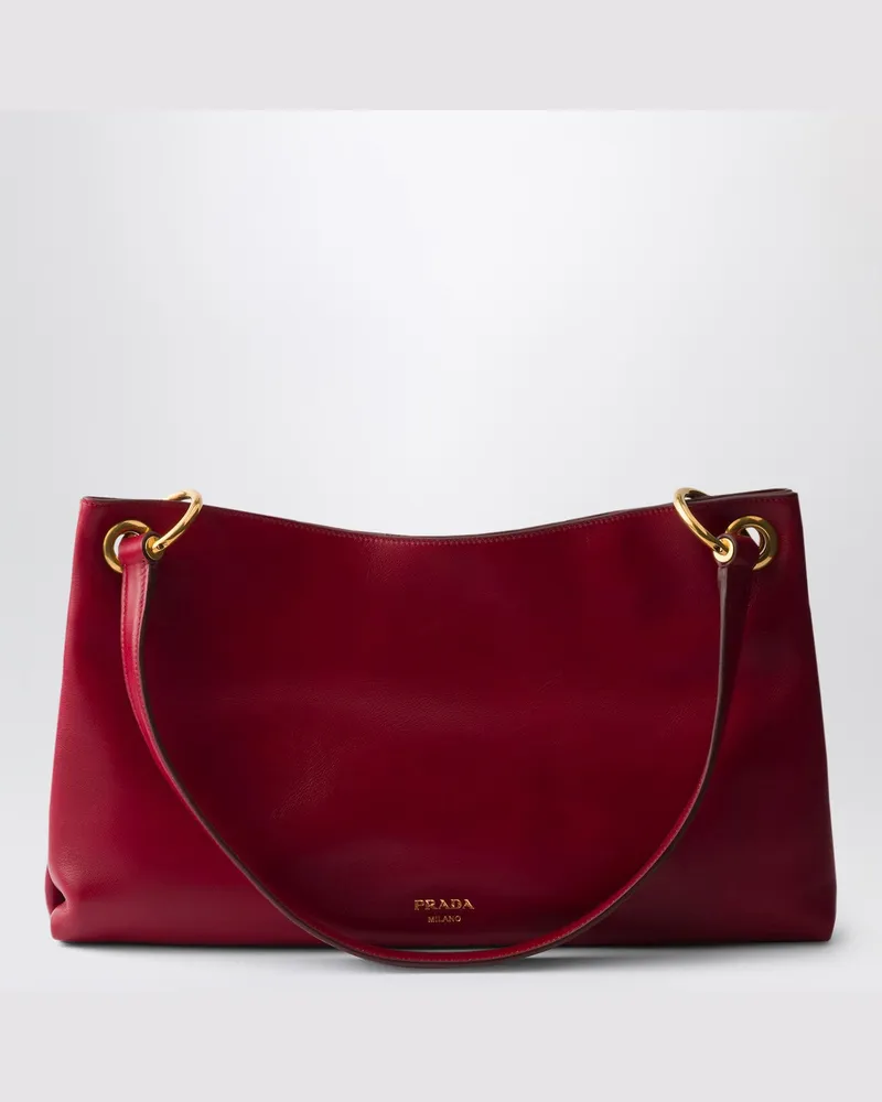 Prada Etude große Schultertasche aus rubinfarbenem Leder 