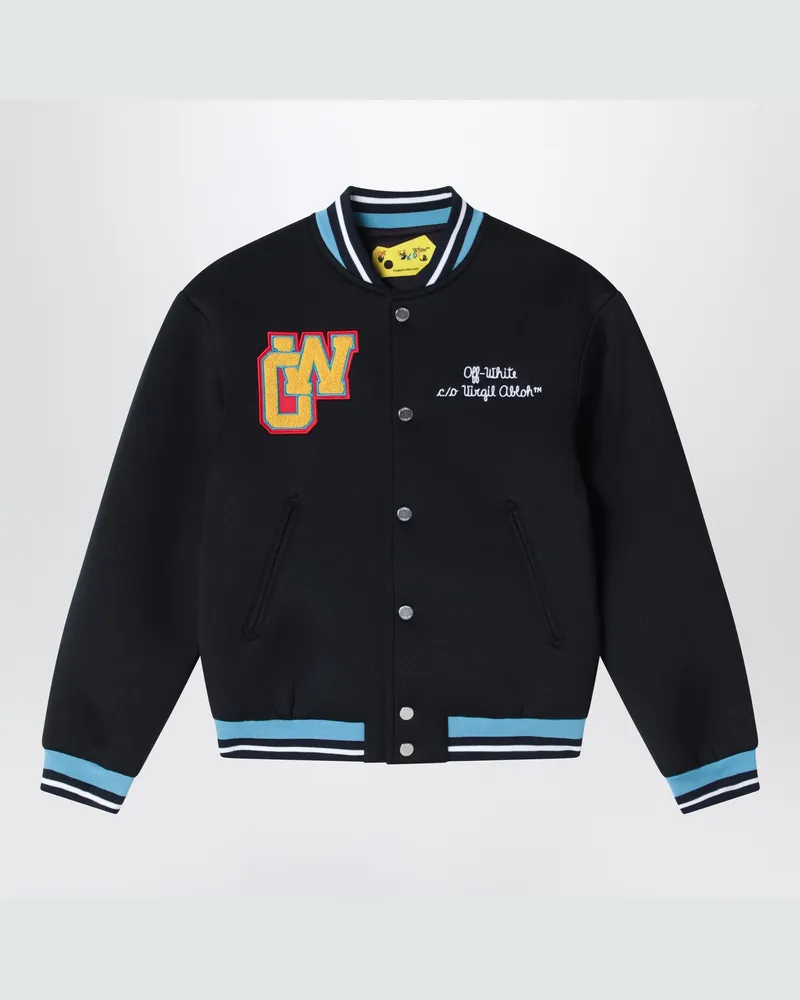 OFF-WHITE Schwarze Bomberjacke mit Logo-Stickereien Black
