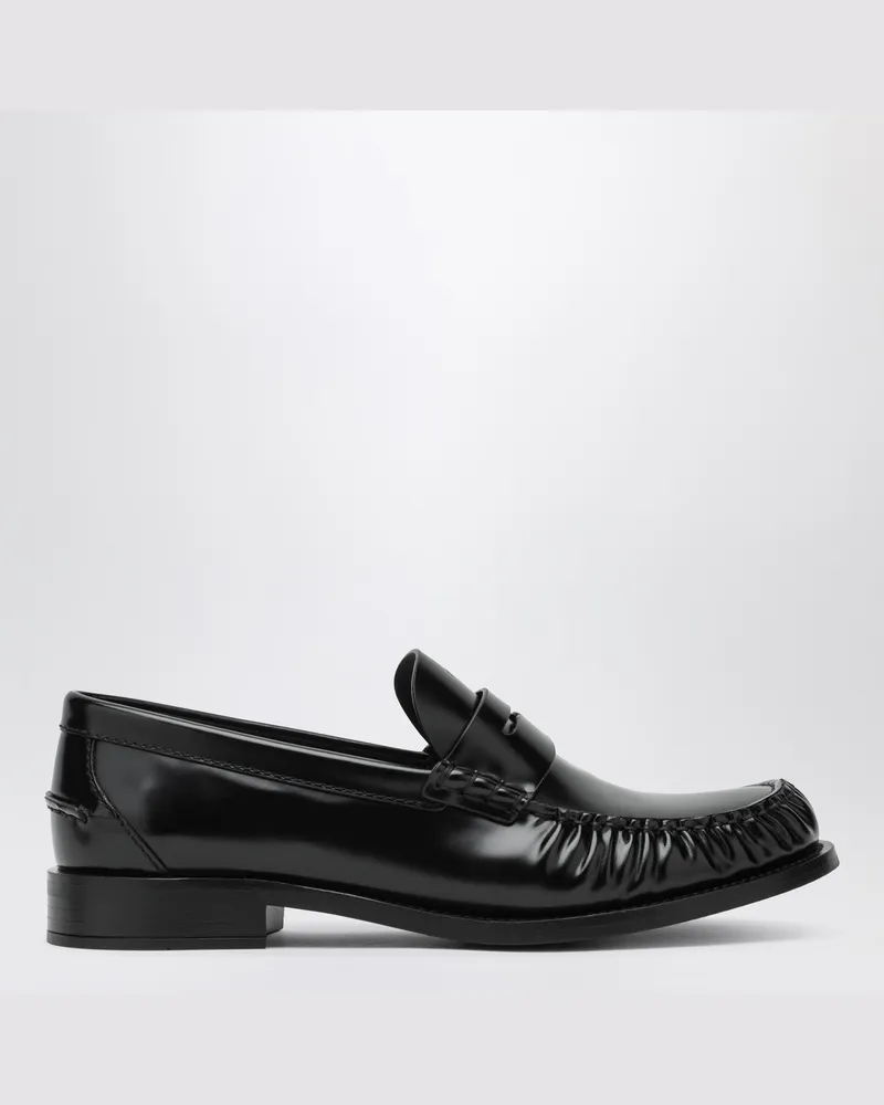 Prada Schwarze Loafer aus poliertem Leder Black