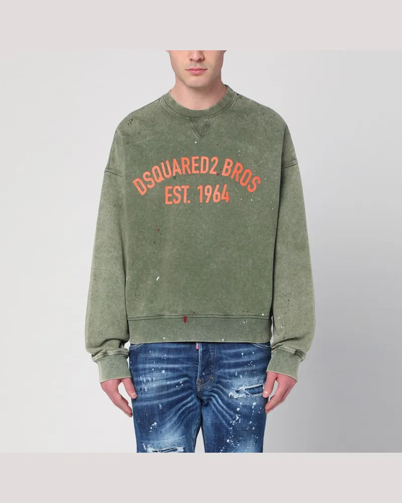 Dsquared2 Grünes ausgewaschenes Sweatshirt mit Logo Grün