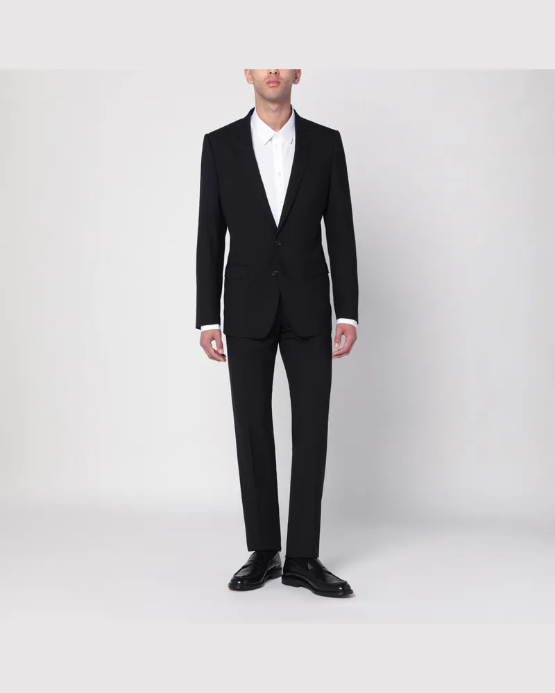Dolce & Gabbana Schwarzer einreihiger Anzug aus Schurwolle Black