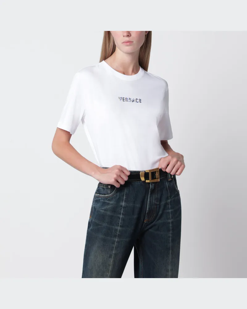 Versace Slim-Fit T-Shirt aus Baumwolljersey in Weiß White