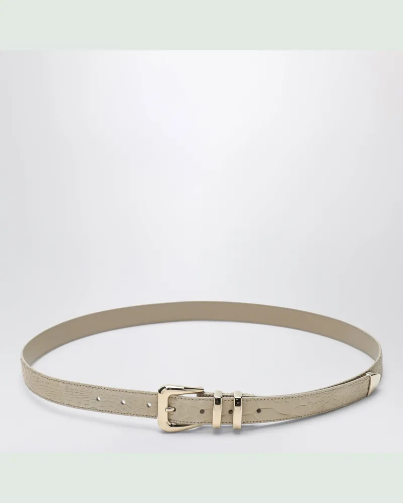 Brunello Cucinelli Gürtel aus Alligatorleder in Beige mit Silberschnalle Beige