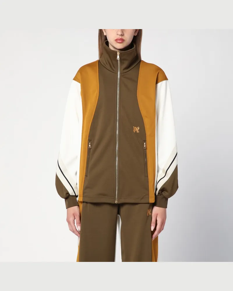 Palm Angels Oversize-Sweatjacke mit Farbblockmuster braun/ocker Mehrfarbig