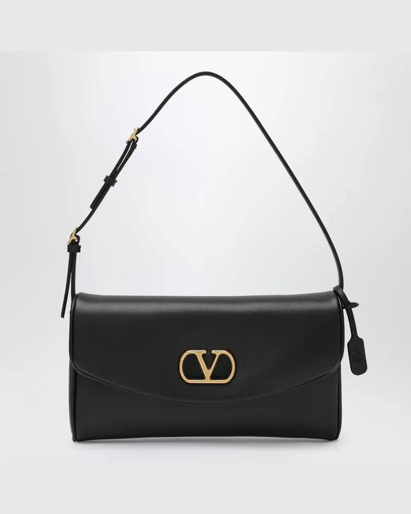 Valentino Garavani Kleine schwarze Devain Schultertasche aus Leder Black