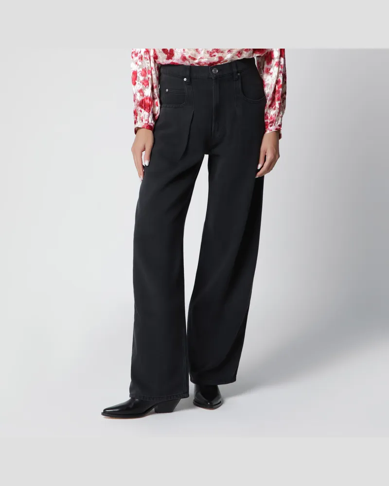 Isabel Marant Schwarze Rodayna Wide-Leg-Jeans Black
