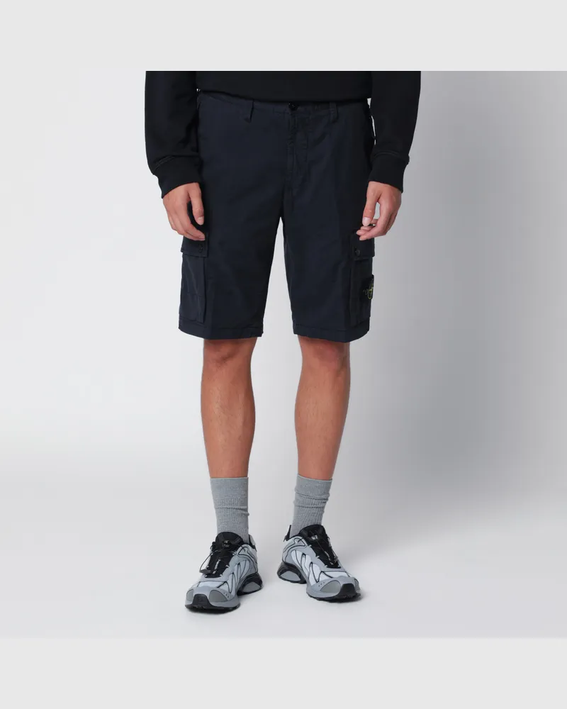 Stone Island Marineblaue Cargo-Bermudashorts aus Stretch-Baumwolle Blue