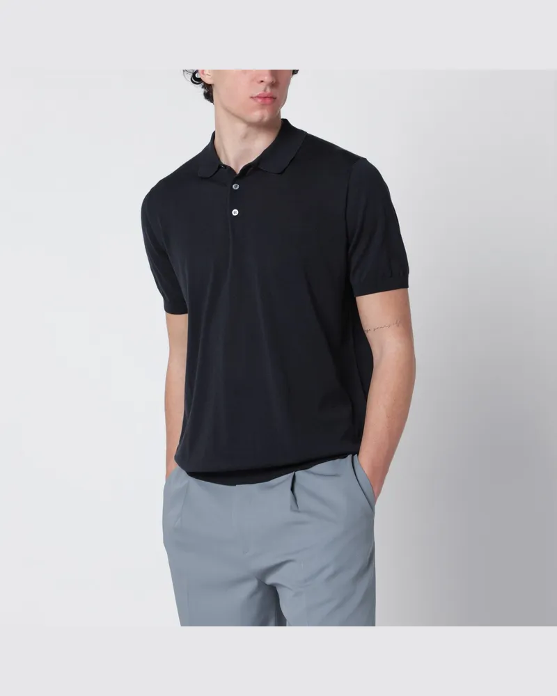 Drumohr  Marineblaues Baumwoll-Poloshirt Blue