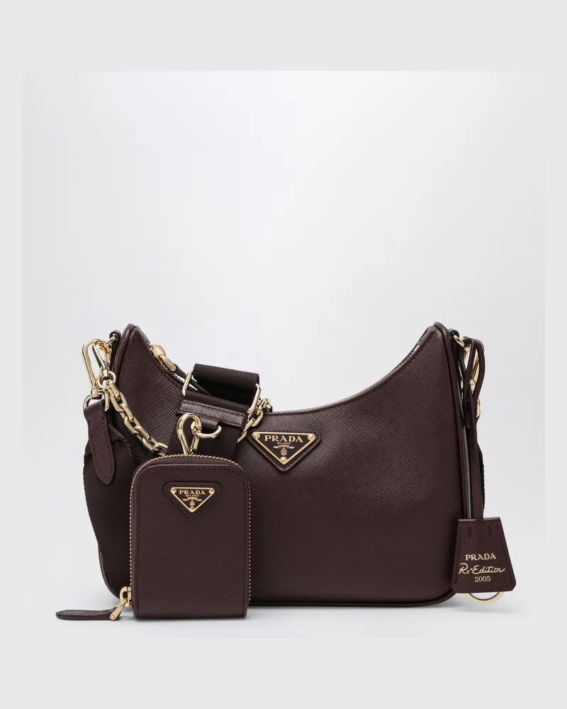 Prada Re-Edition 2005 burgunderfarbene Ledertasche Burgunderrot