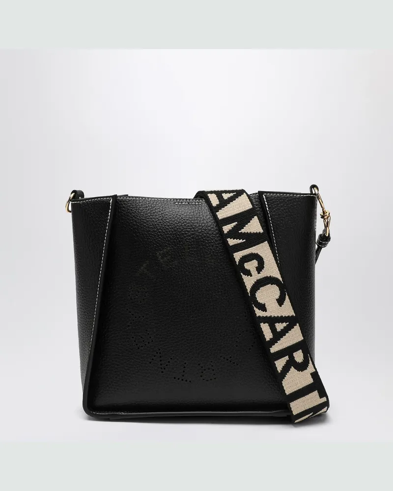 Stella McCartney Quadratische schwarze Umhängetasche mit Logo Black