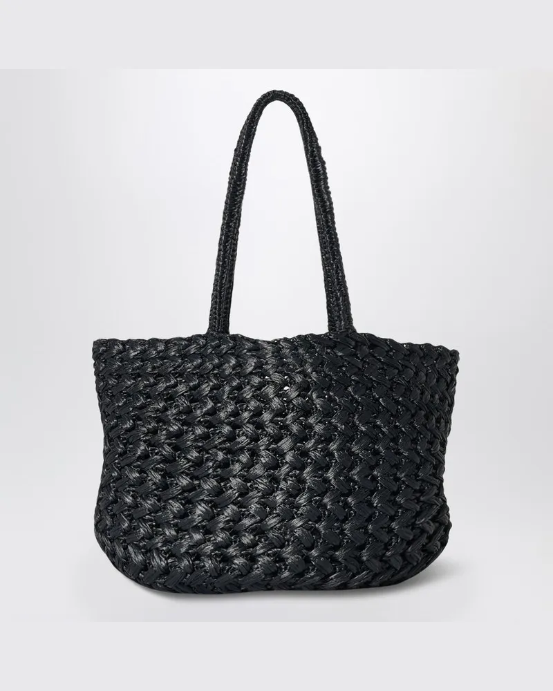 The Row Estelle Two Tasche in schwarzem geflochtenem Raffia Schwarz