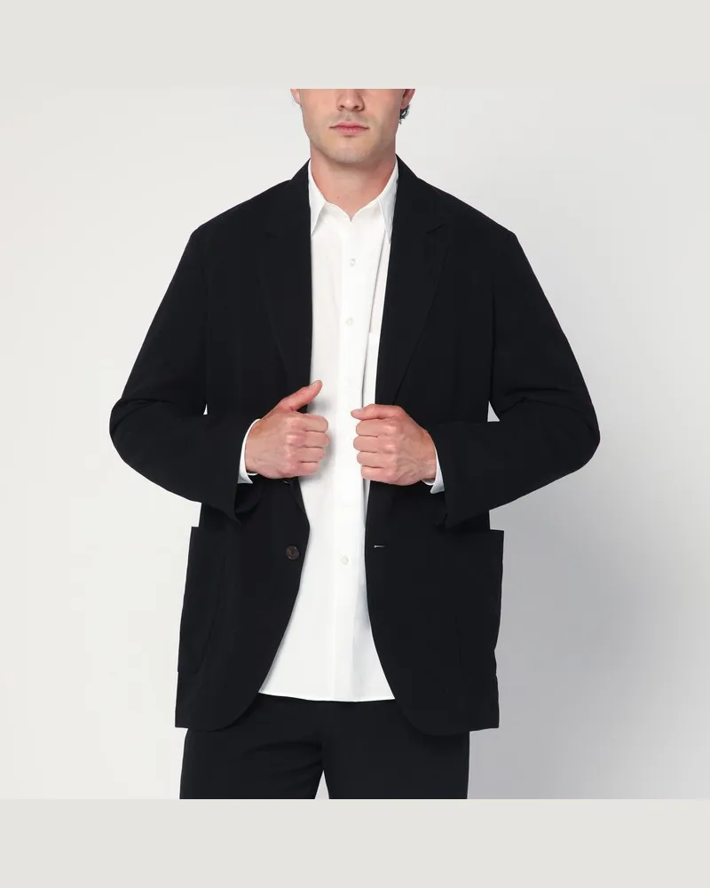 AURALEE Einreihige schwarze Jacke aus Baumwolle und Wolle Schwarz