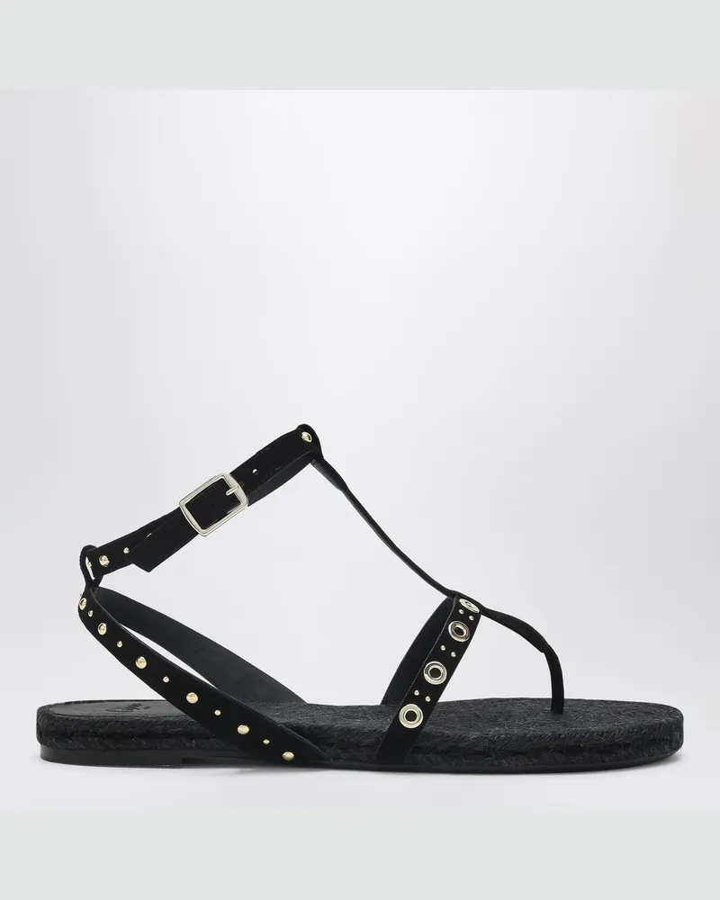 Castañer Flache schwarze Sandale Pati mit Nieten Black