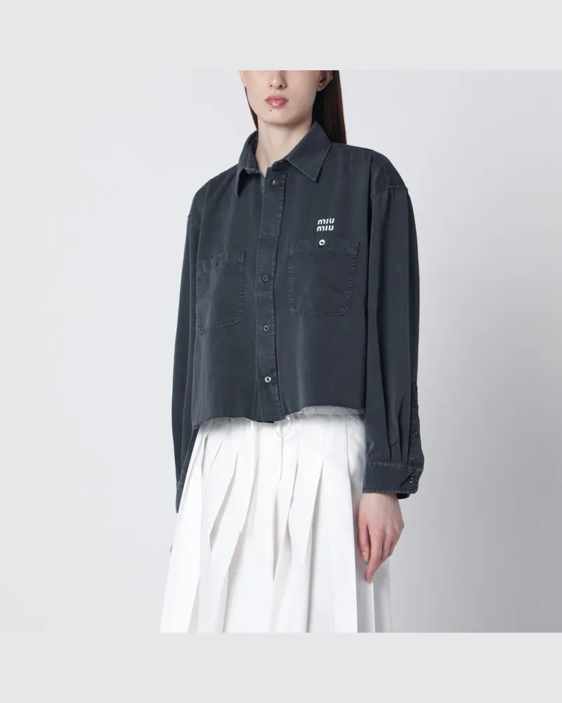 Miu Miu Rauchgraues Hemd aus Light Denim 