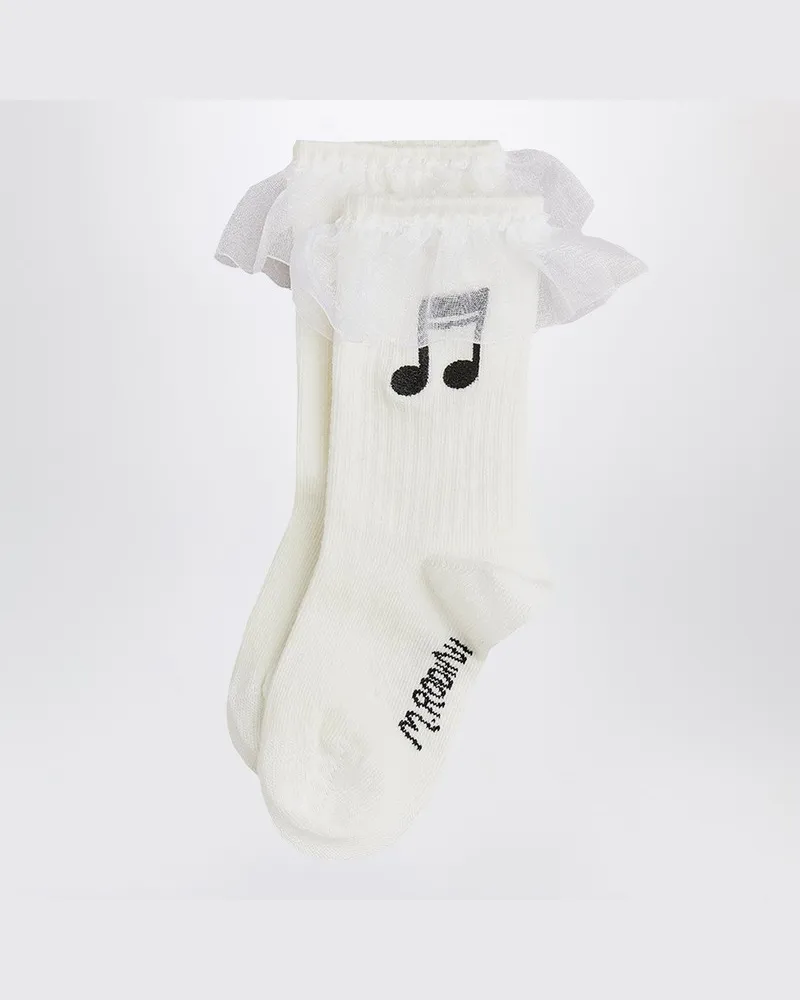 Mini Rodini Weiße Socken mit Musiknote Weiß