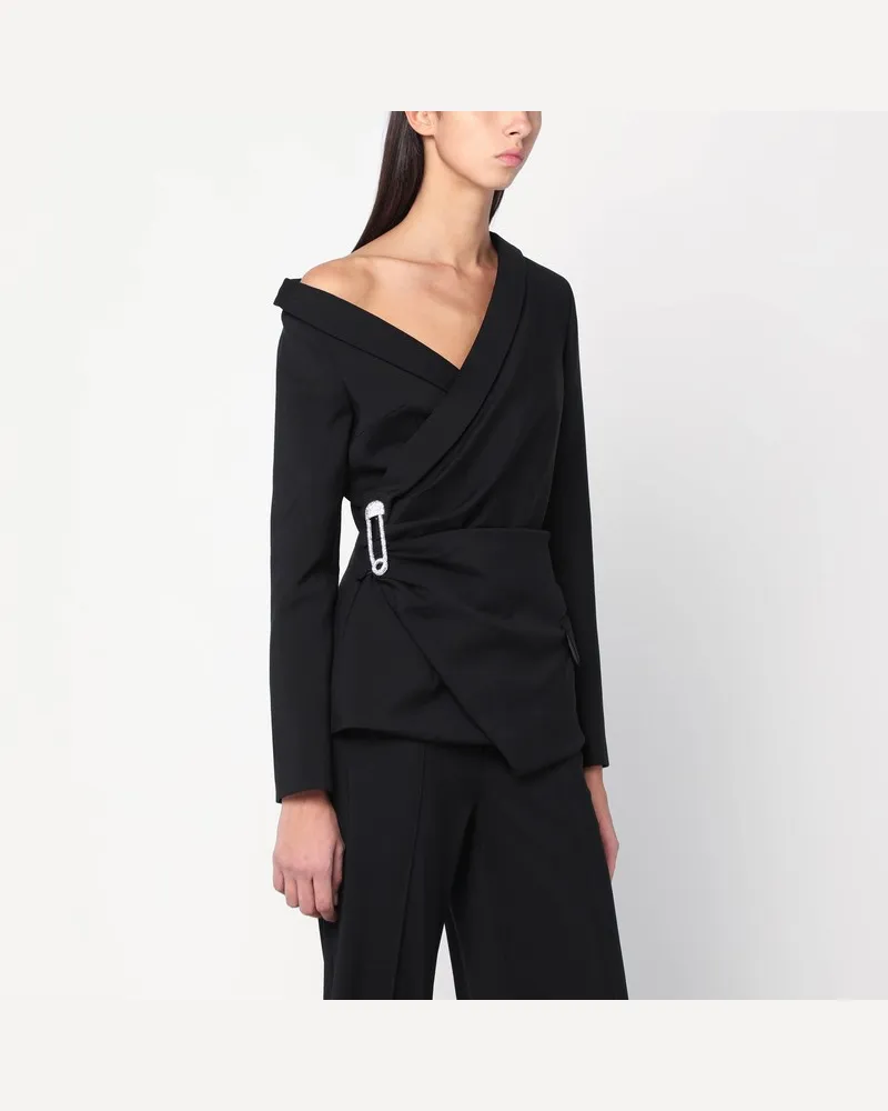 Giuseppe di Morabito Asymmetrische schwarze Jacke mit Broschendetail Schwarz