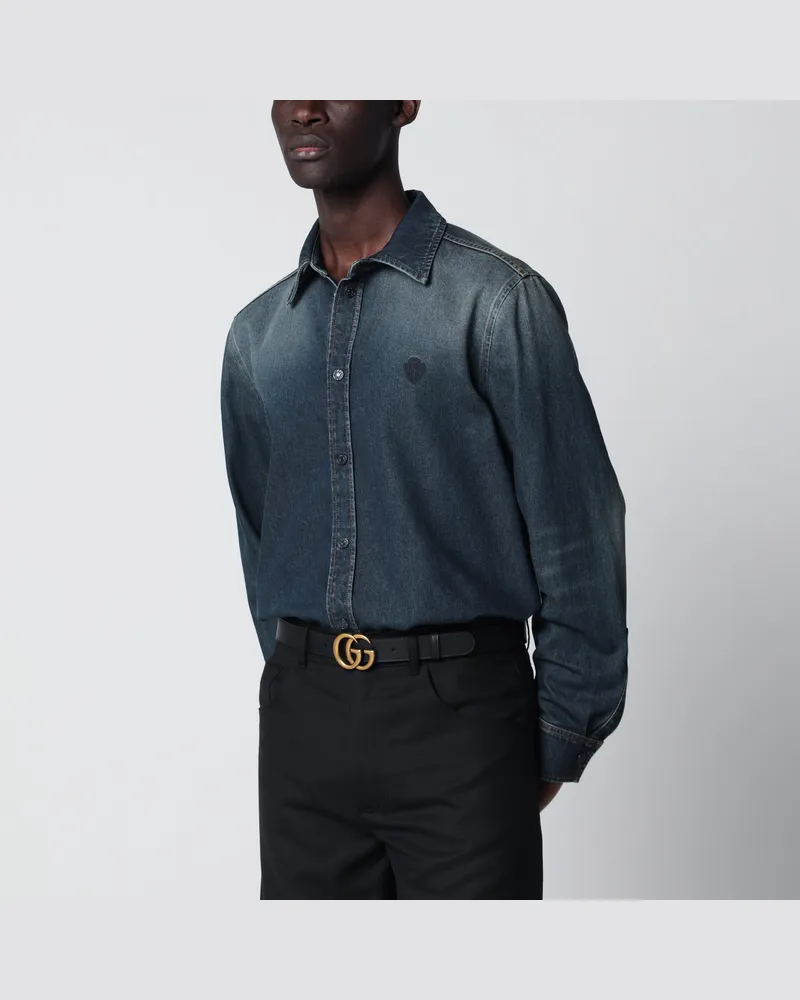 Gucci Blue denim shirt with washed effect Blue