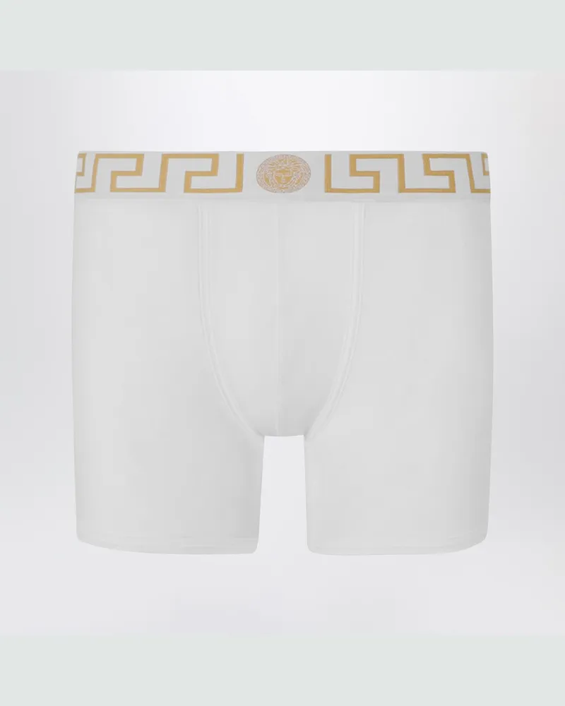 Versace Weiße eng anliegende Boxershorts mit Greca-Bund White