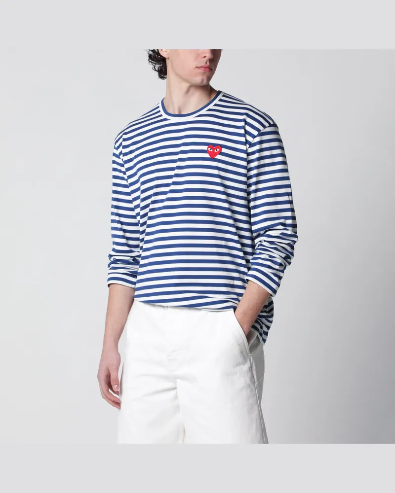 Comme des Garçons Marineblau/weiß gestreiftes Baumwoll-Langarmshirt Blue