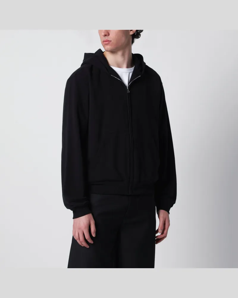 Gucci Schwarzer Zip-Hoodie aus Kaschmir-Mischung mit Logodruck Black