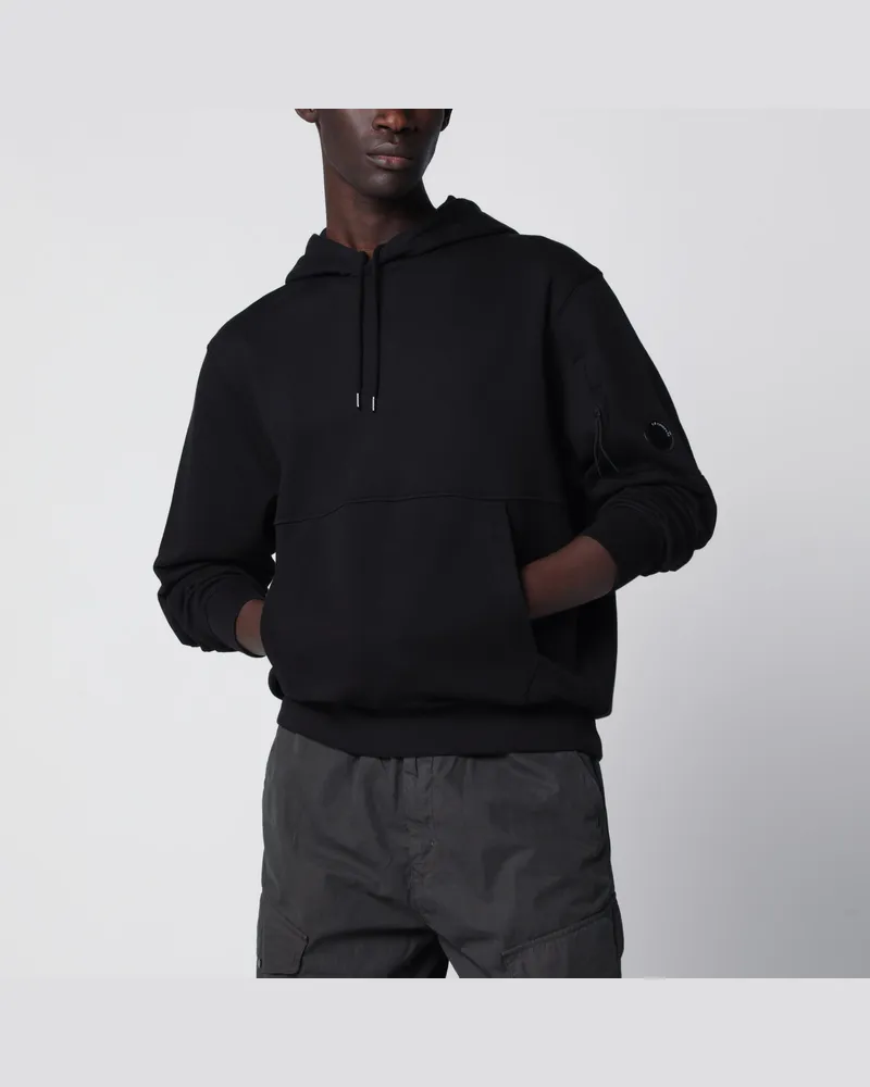 C.P. Company Kapuzensweatshirt aus Baumwollfleece mit Diagonalstruktur, schwarz Black