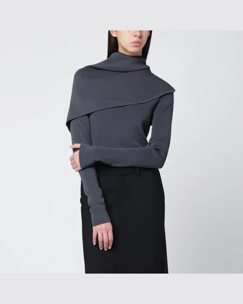 Entire Studios Grauer Rollkragenpullover mit Cape-Detail Grau