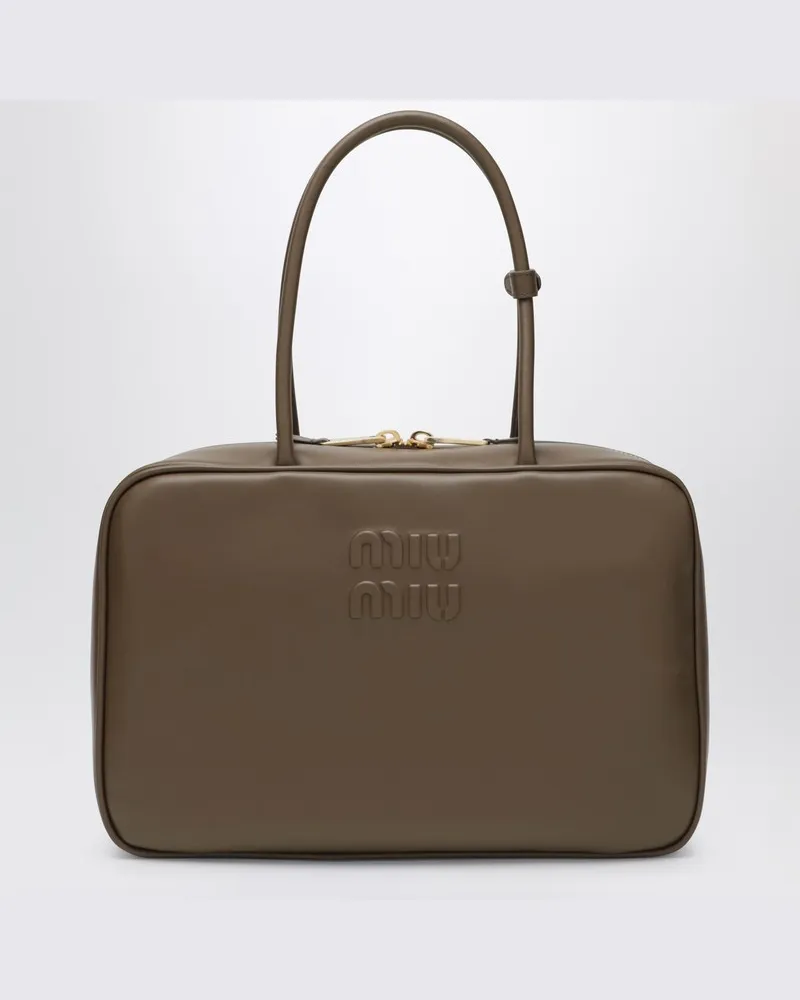 Miu Miu Beau Large Tasche aus Leder in Tundra-Farbe Grün