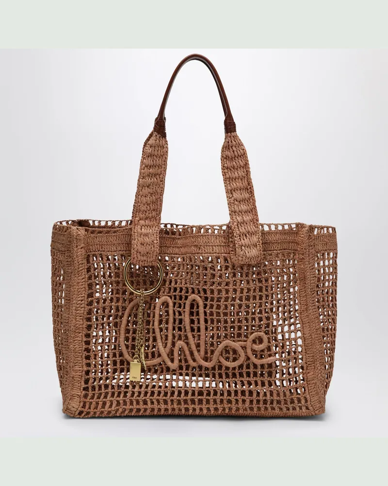 Chloé East-West Summer Banana Tote Bag Summery Beige aus Raphia Pink