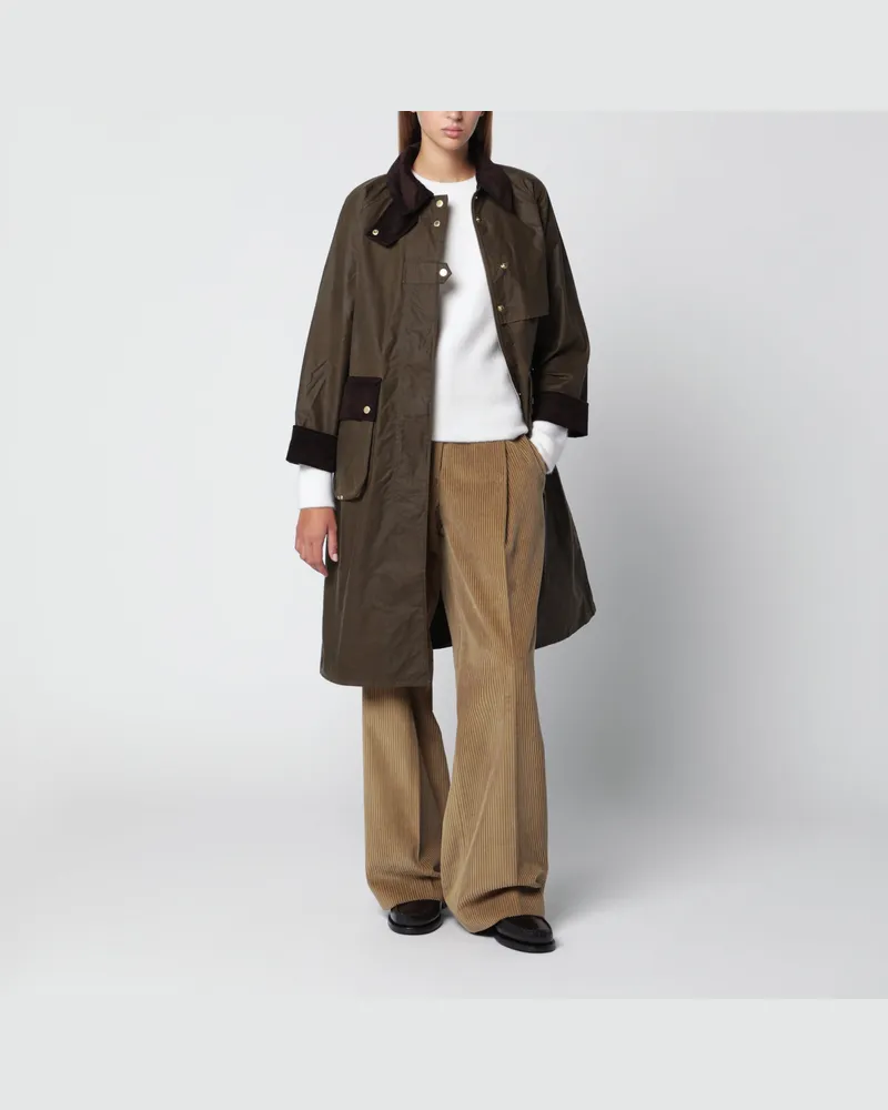 Barbour Lange Jacke aus gewachster Baumwolle, Olivgrün Green