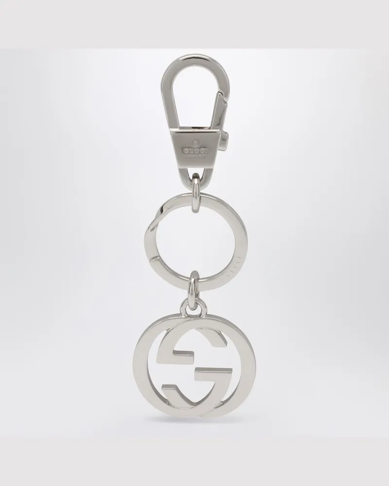 Gucci Silberfarbener Schlüsselanhänger GG aus Metall Metallisch