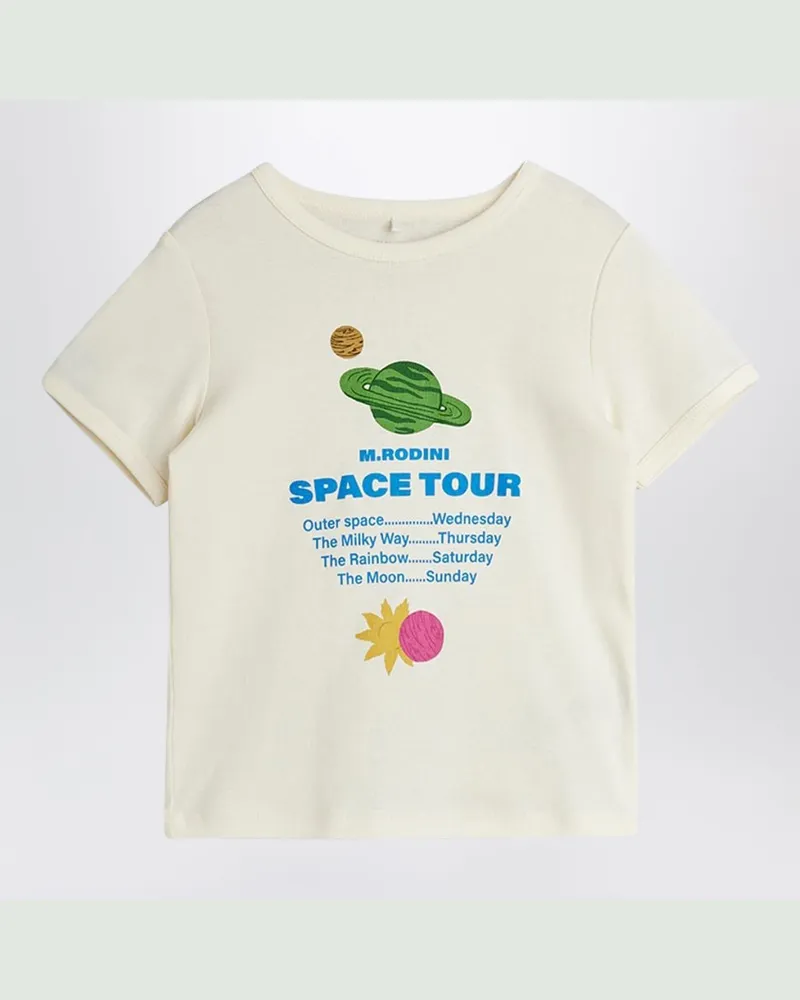 Mini Rodini Weißes T-Shirt mit Space Tour Print White