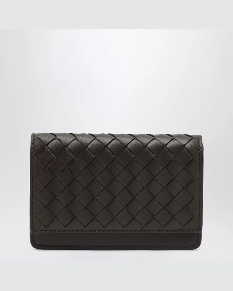 Bottega Veneta Kleines Continental Portemonnaie aus Intrecciato in Fondente 