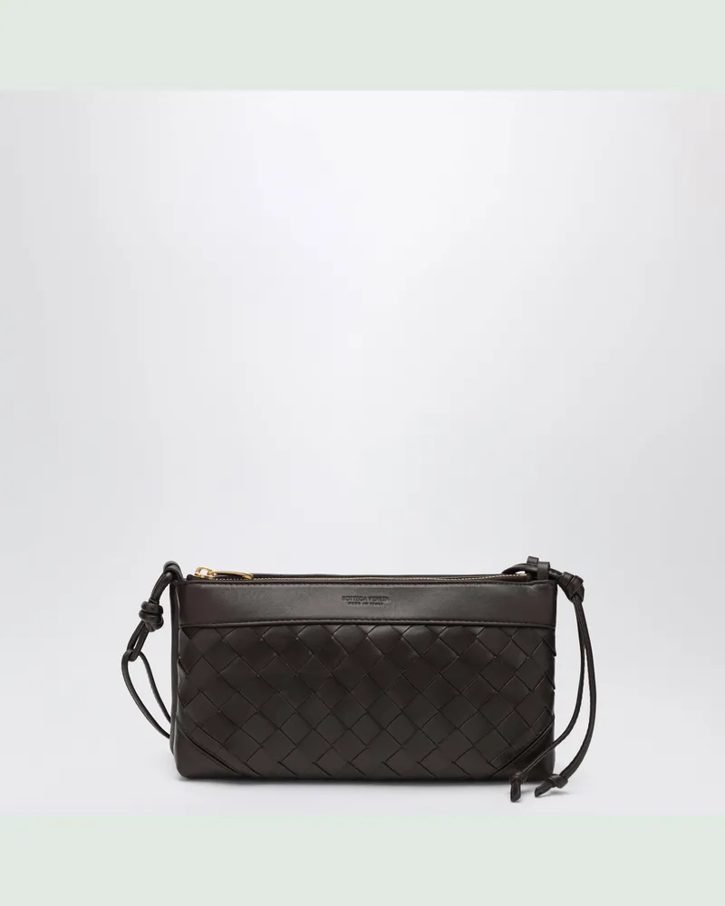 Bottega Veneta Doppelte Patch-Fondant-Leder- und Intrecciato-Tasche Brown