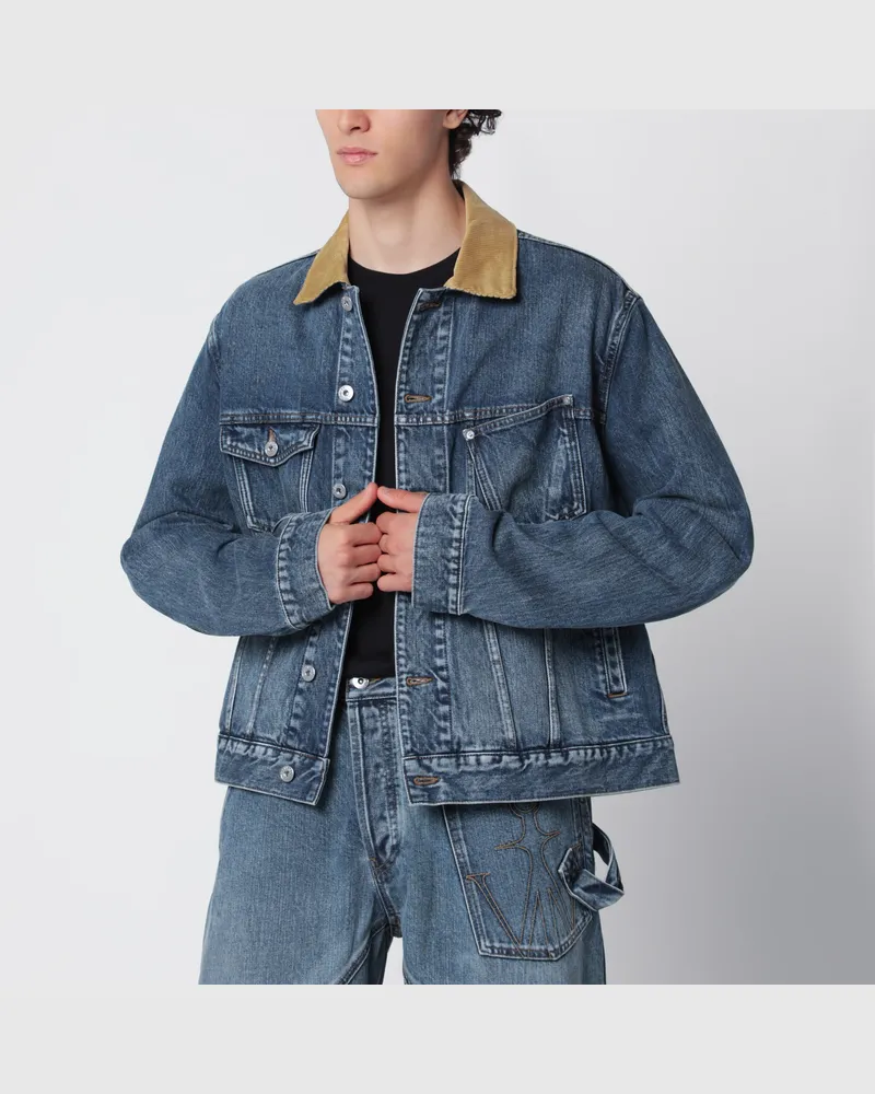 J.W.Anderson Blaue Denimjacke mit geripptem Kragen Blue