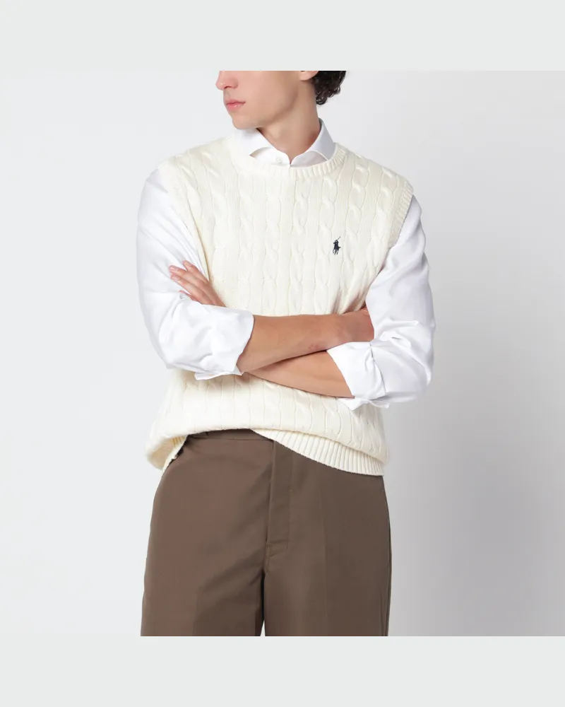 Ralph Lauren Cremefarbene Weste aus gewebter Baumwolle Beige