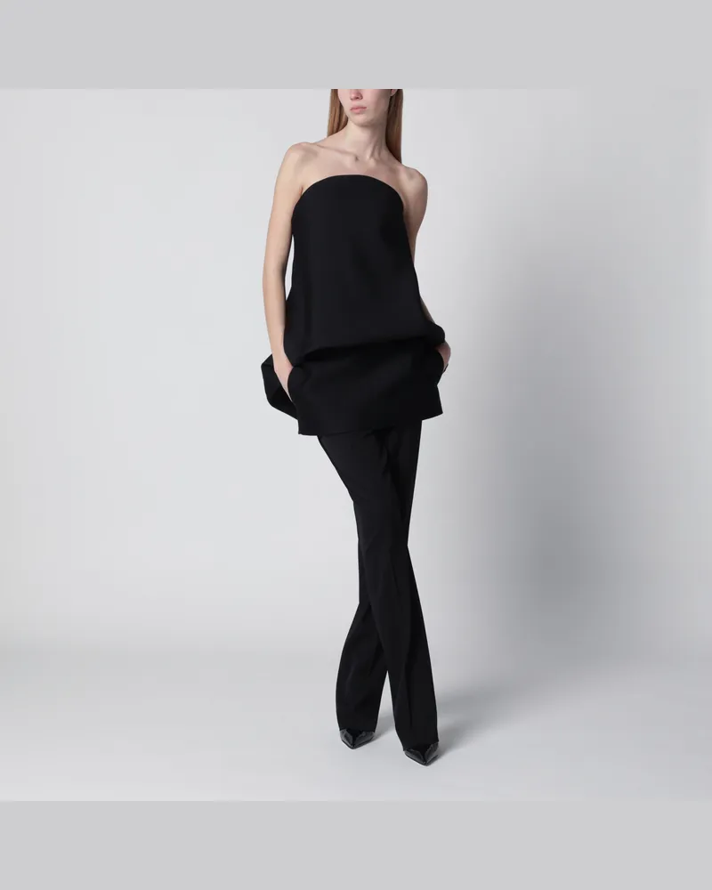Balenciaga Kurzes Ballonkleid aus Wolle und Seide in Schwarz Black