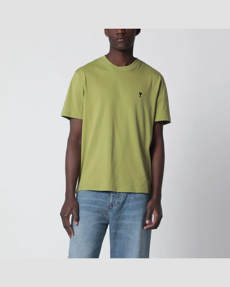 AMI Paris Ami De Coeur T-Shirt aus Baumwolle in Matcha-Grün Grün