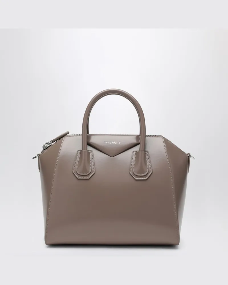 Givenchy Kleine Antigona Tasche aus taupefarbenem Leder Grau