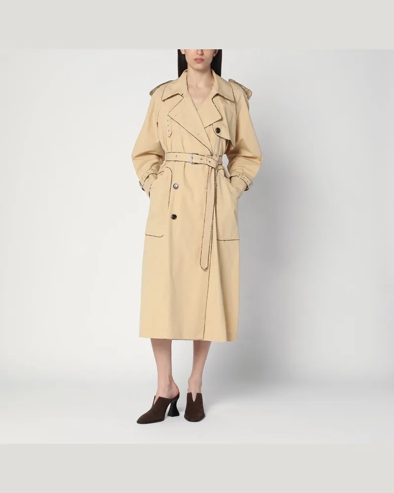 Dries van Noten Doppelreihiger Trenchcoat in Beige aus Baumwolle Beige