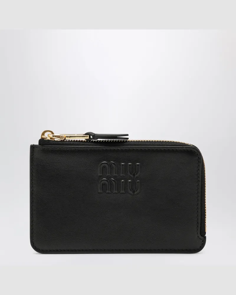 Miu Miu Black zip card holder in leather Black