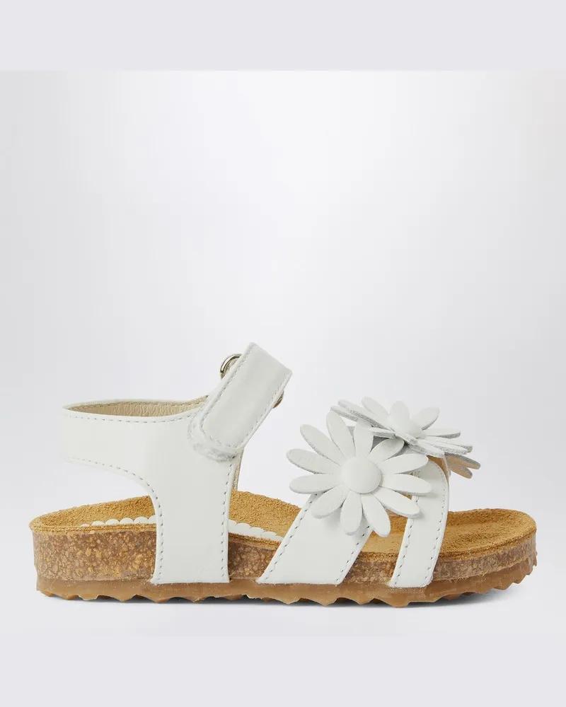Il Gufo Weiße Sandale mit aufgesetzten Blumen Weiß