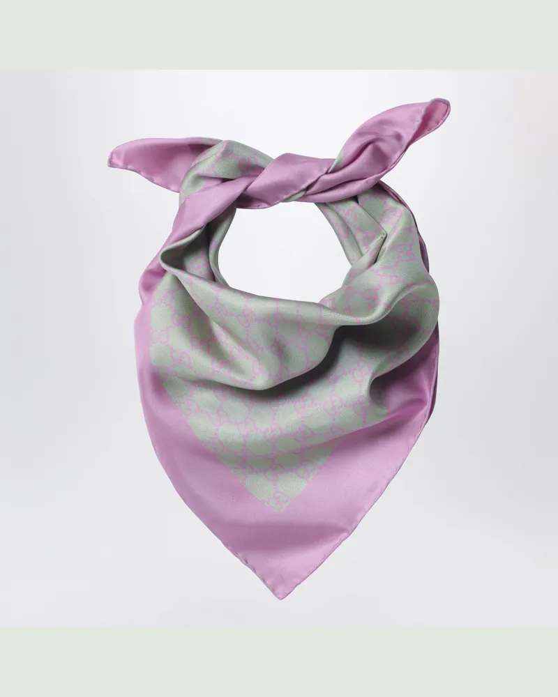 Gucci Seidentwill-Schal in Aqua-Grün und Rosa Multicolor