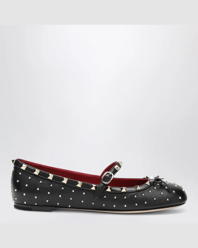 Valentino Garavani Schwarze Rockstud-Lederballerinas Black