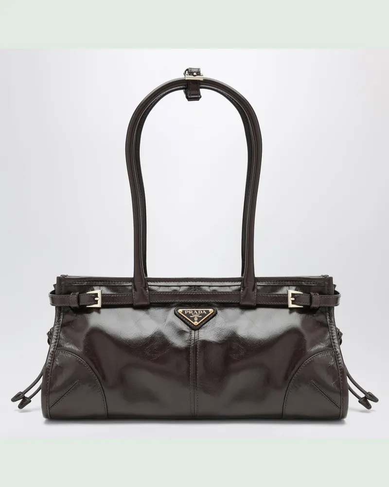 Prada Bonnie Handtasche medium aus Leder in Dunkelbraun Brown